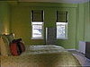 Silk "galaxy style" roman shades with contrast banding